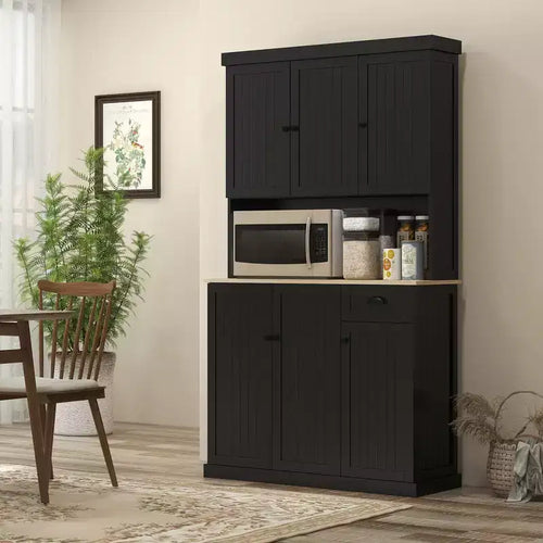 71 Buffet con credenza, mobile dispensa da cucina moderno stile colonico con ripiano per microonde, cassetto e armadietto