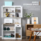 71 Buffet con credenza, mobile dispensa da cucina moderno stile colonico con ripiano per microonde, cassetto e armadietto