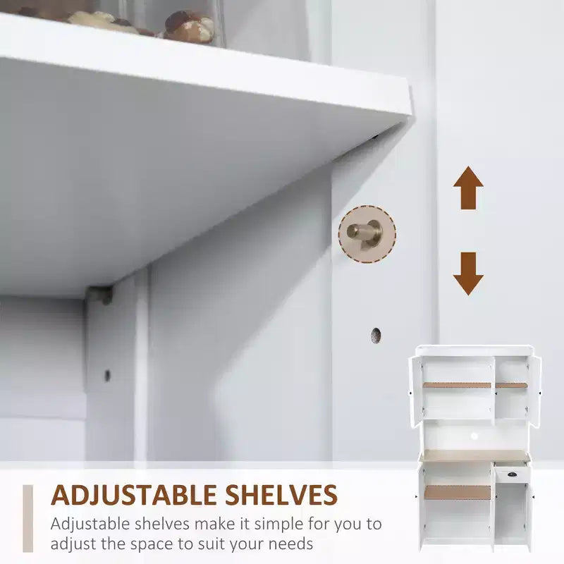 71 Buffet con credenza, mobile dispensa da cucina moderno stile colonico con ripiano per microonde, cassetto e armadietto