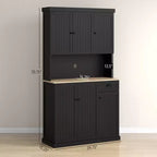 71 Buffet con credenza, mobile dispensa da cucina moderno stile colonico con ripiano per microonde, cassetto e armadietto