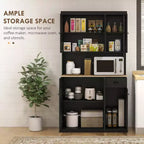 71 Buffet con credenza, mobile dispensa da cucina moderno stile colonico con ripiano per microonde, cassetto e armadietto