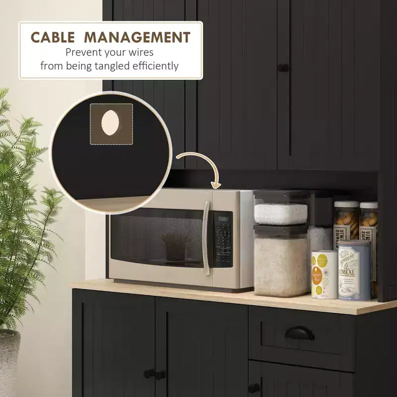 71 Buffet con credenza, mobile dispensa da cucina moderno stile colonico con ripiano per microonde, cassetto e armadietto
