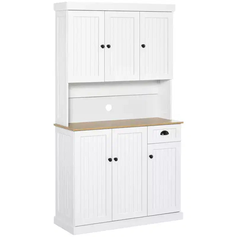 71 Buffet con credenza, mobile dispensa da cucina moderno stile colonico con ripiano per microonde, cassetto e armadietto