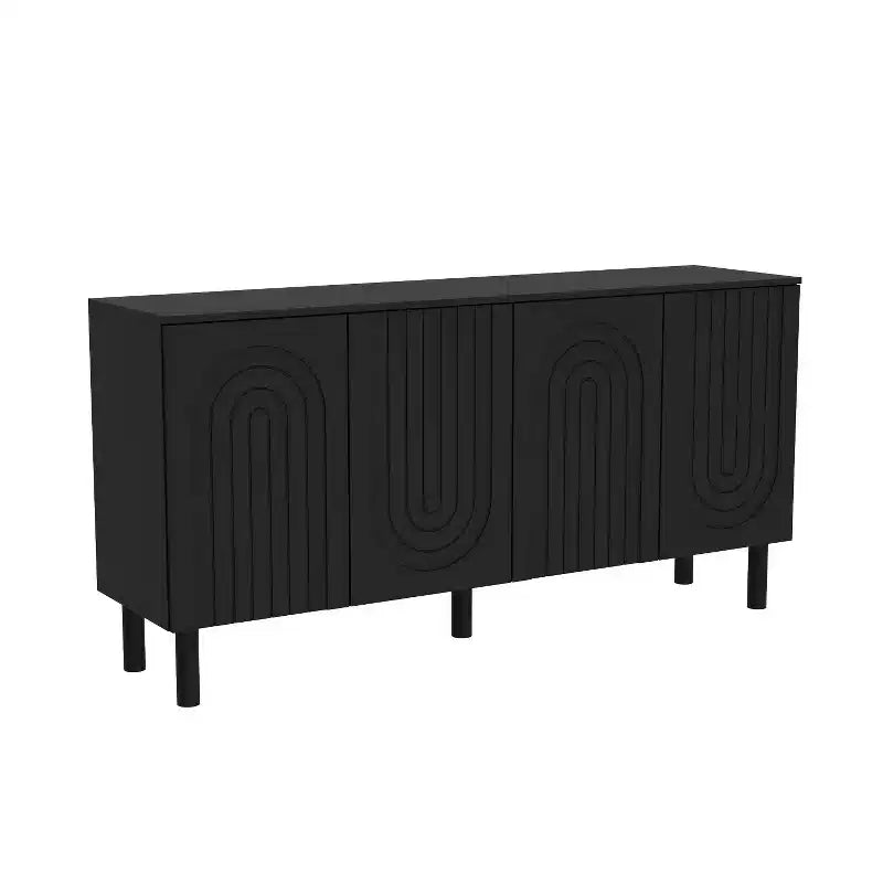 Famapy Armadio contenitore elegante con ante ad arco artistiche, ripiani regolabili, armadio a 4 ante, libreria espositiva, per soggiorno/camera da letto