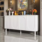 Famapy Armadio contenitore elegante con ante ad arco artistiche, ripiani regolabili, armadio a 4 ante, libreria espositiva, per soggiorno/camera da letto