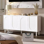 Famapy Armadio contenitore elegante con ante ad arco artistiche, ripiani regolabili, armadio a 4 ante, libreria espositiva, per soggiorno/camera da letto