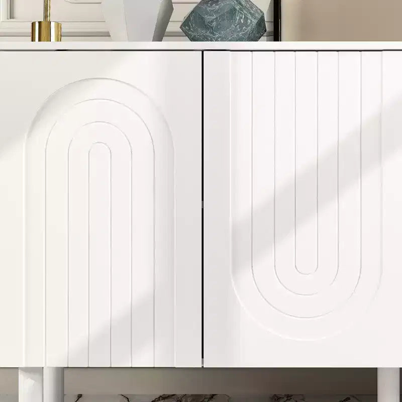 Famapy Armadio contenitore elegante con ante ad arco artistiche, ripiani regolabili, armadio a 4 ante, libreria espositiva, per soggiorno/camera da letto