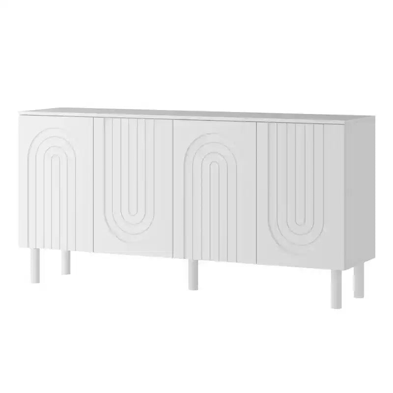 Famapy Armadio contenitore elegante con ante ad arco artistiche, ripiani regolabili, armadio a 4 ante, libreria espositiva, per soggiorno/camera da letto