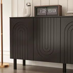 Famapy Armadio contenitore elegante con ante ad arco artistiche, ripiani regolabili, armadio a 4 ante, libreria espositiva, per soggiorno/camera da letto