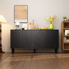Famapy Armadio contenitore elegante con ante ad arco artistiche, ripiani regolabili, armadio a 4 ante, libreria espositiva, per soggiorno/camera da letto