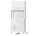 Credenza da cucina a sé stante con mobile superiore, organizer con 2 ante, 3 cassetti e piano di lavoro aperto, ripiano regolabile