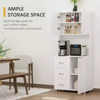 Credenza da cucina a sé stante con mobile superiore, organizer con 2 ante, 3 cassetti e piano di lavoro aperto, ripiano regolabile
