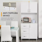 Credenza da cucina a sé stante con mobile superiore, organizer con 2 ante, 3 cassetti e piano di lavoro aperto, ripiano regolabile