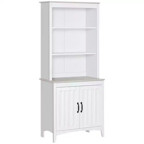 70 Kitchen Hutch, Freestanding Storage Pantry Cabinet with 3-Tier Shelving, Sideboard with Adjustable Shelves and Open Countertop
