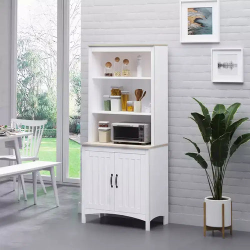 Credenza da cucina da 70", mobile dispensa autoportante con ripiani a 3 livelli, buffet con ripiani regolabili e piano d'appoggio aperto