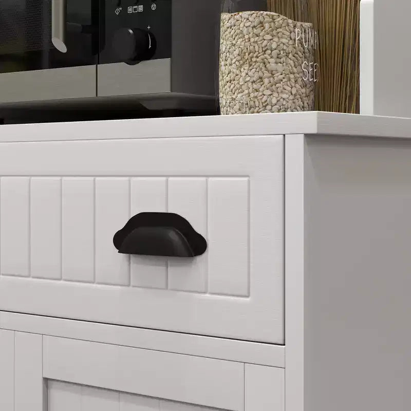 Mobiletto a Microonde da Cucina con Cassetto, Anta e Ripiano Regolabile, Credenza con Alzata per Sala da Pranzo