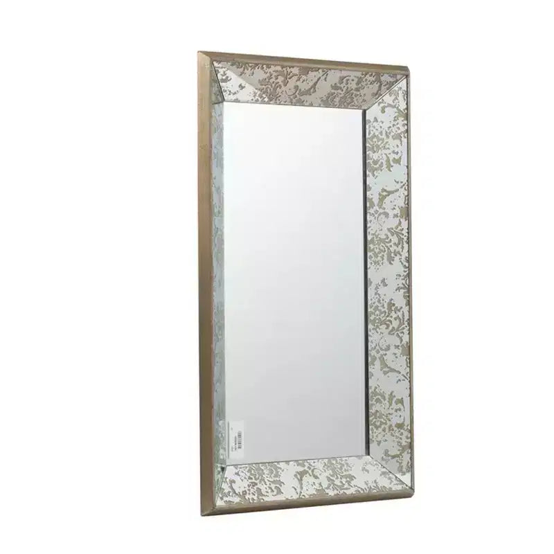 Specchio rettangolare MAYEERTY 24 x 15 anticato argento con decorazioni floreali, specchio da parete, argento