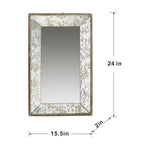 Specchio rettangolare MAYEERTY 24 x 15 anticato argento con decorazioni floreali, specchio da parete, argento