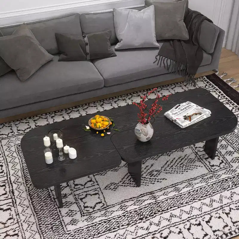 Set di tavolini da caffè allungabili e impilabili moderni in legno di abete GDFStudio Becker