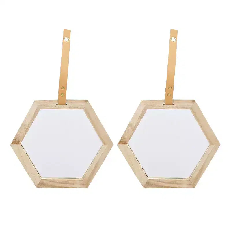 MAYEERTY 11x10 Hexagon Decor Mirror, 2 Pieces Antique Wall Accent
