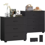 Besiost Set di 2 cassettiere in legno con 3 cassetti, armadietto e comodino