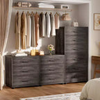 Besiost Set di 2 cassettiere in legno con 3 cassetti, armadietto e comodino