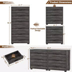 Besiost Set di 2 cassettiere in legno con 3 cassetti, armadietto e comodino