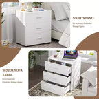 Besiost Set di 2 cassettiere in legno con 3 cassetti, armadietto e comodino