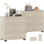 Besiost Set di 2 cassettiere in legno con 3 cassetti, armadietto e comodino