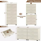 Besiost Set di 2 cassettiere in legno con 3 cassetti, armadietto e comodino