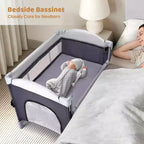 JOYMOR Box 5 in 1 con Culla, Fasciatoio per Neonati, Box Portatile per Neonati e Bambini (Grigio)