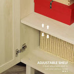 Mobile da Cucina Boho, Credenza con 3 Ante in Rattan e Ripiani Regolabili per la Sala da Pranzo