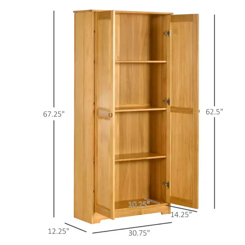 Mobile da Cucina Dispensa 67 Pinewood, Mobiletto Indipendente con Ante e Ripiani