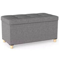 Costway 1/2 PCS 30 Storage Ottoman Bench with Tray Rubber Wood Legs for Small Space Entryway Gray/Beige