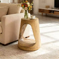 Homy Casa Natural Solid Wood End Table with Open Shelf, Rustic Oak