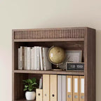 Libreria alta 71 Farmhouse con 5 ripiani e espositore, Scaffale in legno scanalato per una conservazione organizzata in soggiorno, ufficio o biblioteca