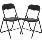 4 Pack Folding Chairs with Cushion, Foldable & Stackable Commercial Chairs with Non-Slip Rubber Pads, Metal Frame Seat