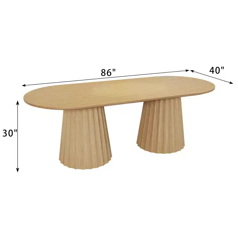 Tavolo da pranzo ovale nero con doppia base da 86 pollici con 8 sedie da pranzo Adatto per sala da pranzo / soggiorno
