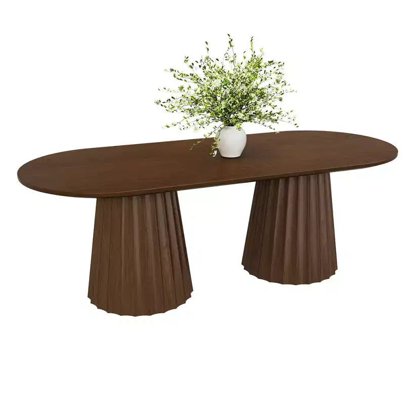 Tavolo da pranzo ovale nero con doppia base da 86 pollici con 8 sedie da pranzo Adatto per sala da pranzo / soggiorno