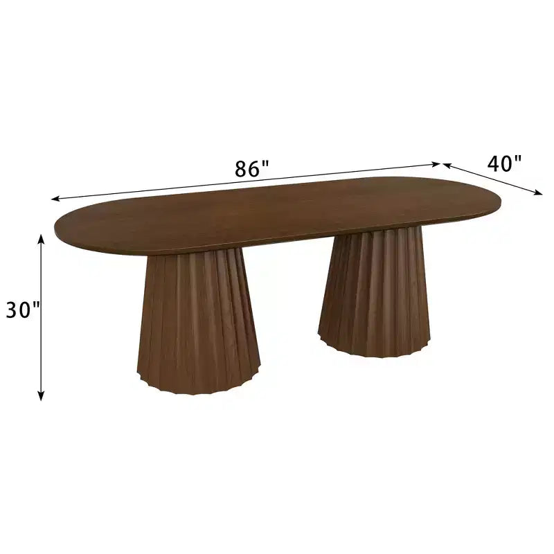 Tavolo da pranzo ovale nero con doppia base da 86 pollici con 8 sedie da pranzo Adatto per sala da pranzo / soggiorno