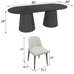 Tavolo da pranzo ovale nero con doppia base da 86 pollici con 8 sedie da pranzo Adatto per sala da pranzo / soggiorno