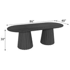 Tavolo da pranzo ovale nero con doppia base da 86 pollici con 8 sedie da pranzo Adatto per sala da pranzo / soggiorno
