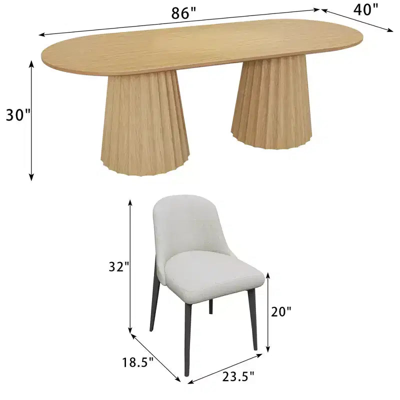 Tavolo da pranzo ovale nero con doppia base da 86 pollici con 8 sedie da pranzo Adatto per sala da pranzo / soggiorno