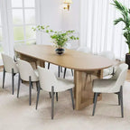 Tavolo da pranzo ovale da 79 pollici in legno di vite intrecciato color noce con 8 sedie, adatto per sala da pranzo e soggiorno