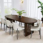 79 inch Vine Woven Oval Walnut Colored Dining Table with 8 Dining chairs Suitable for Dining Room and Living Room