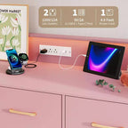 GustoWave Comodino Moderno in Legno con 5 Cassetti e Luci a LED, Cassettiera Autoportante da 120 cm, Organizzatore Contenitore con Gambe Dorate