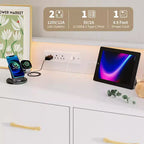 GustoWave Comodino Moderno in Legno con 5 Cassetti e Luci a LED, Cassettiera Autoportante da 120 cm, Organizzatore Contenitore con Gambe Dorate