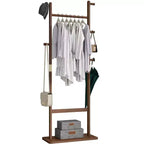 Servomuto in legno per uomo e donna, Stand appendiabiti con cassetto, Appendiabiti, Vassoio organizer, Asta per cravatte, Scarpiera, Servomuto per camera da letto, ufficio, ingresso