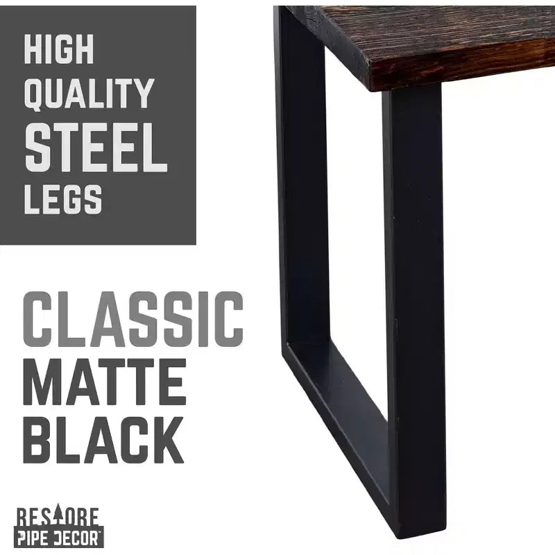 Tavolino solido Pipe Decor Skyline Boulder nero con gambe da 18 pollici.