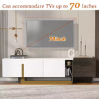 Mobile TV Bestier 66,7 pollici, lusso leggero, per TV fino a 70 pollici, mobile TV moderno con gambe in metallo, 1 cassetto, 2 armadietti per soggiorno